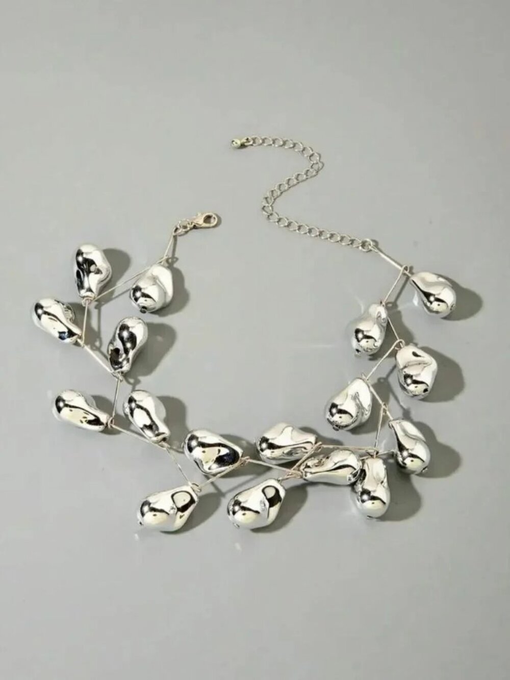 Silver Drop Statement Necklace R662 - Picture 2 of 4